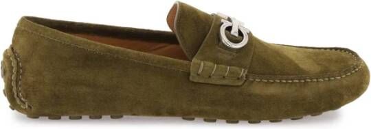 Salvatore Ferragamo Gancini Suède Loafers met Iconisch Detail Green Heren