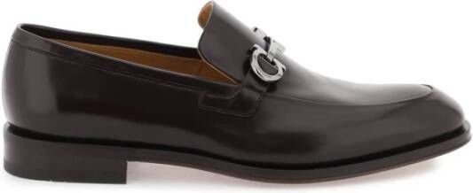 Salvatore Ferragamo Geborsteld leren Gancini Mocassins Brown Heren