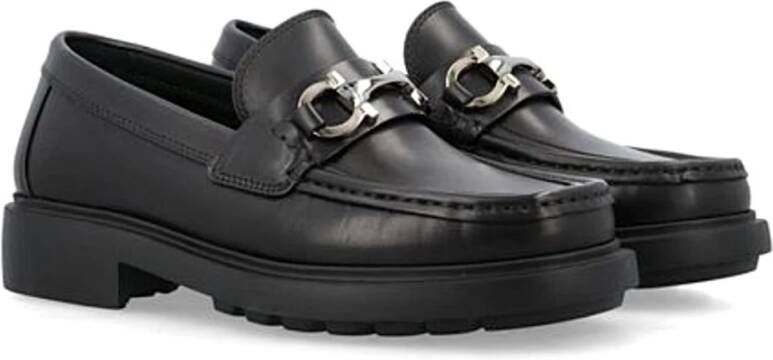 Salvatore Ferragamo Gouden gesp sneakers Black Heren