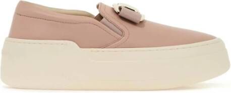 Salvatore Ferragamo Gouden Vara Plate Slip-On Sneakers Pink Dames
