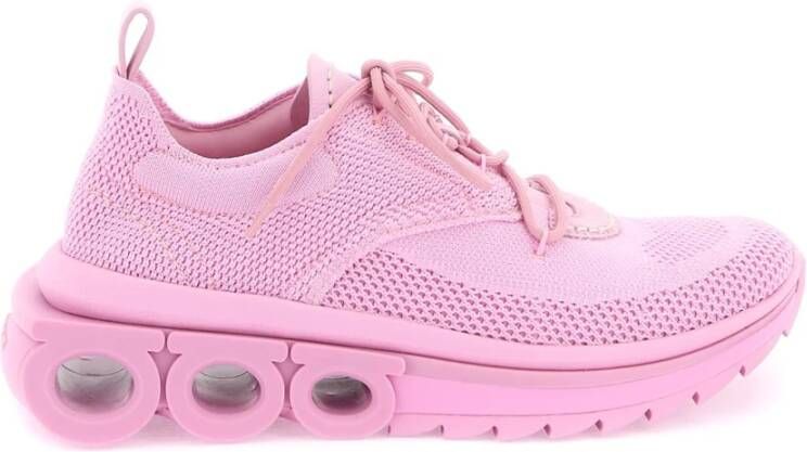 Salvatore Ferragamo Hardloopschoenen met mesh en leren inzetstukken Pink Dames