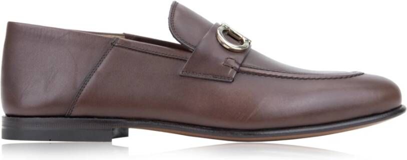 Salvatore Ferragamo Heren Slip-On Loafers Leren Schoenen Brown Heren