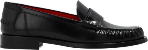 Salvatore Ferragamo Zwarte loafers van kalfsleer met reliëflogo Black Dames