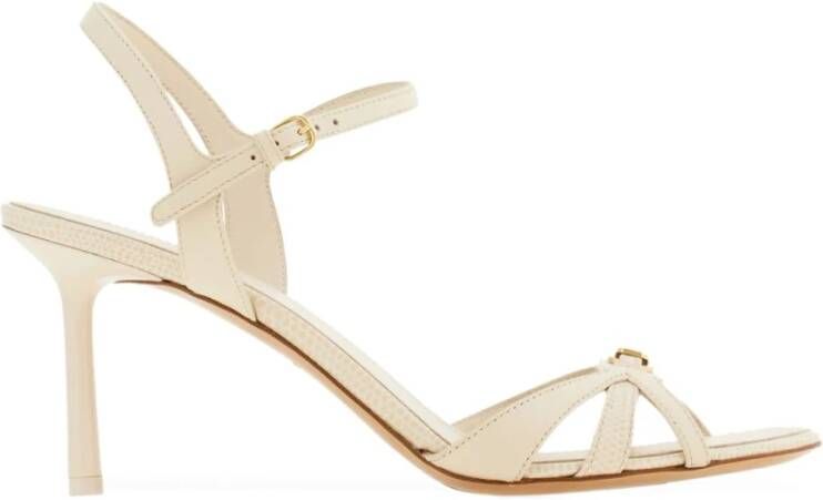 Salvatore Ferragamo Ivoor Leren Hagedis Sandalen Beige Dames