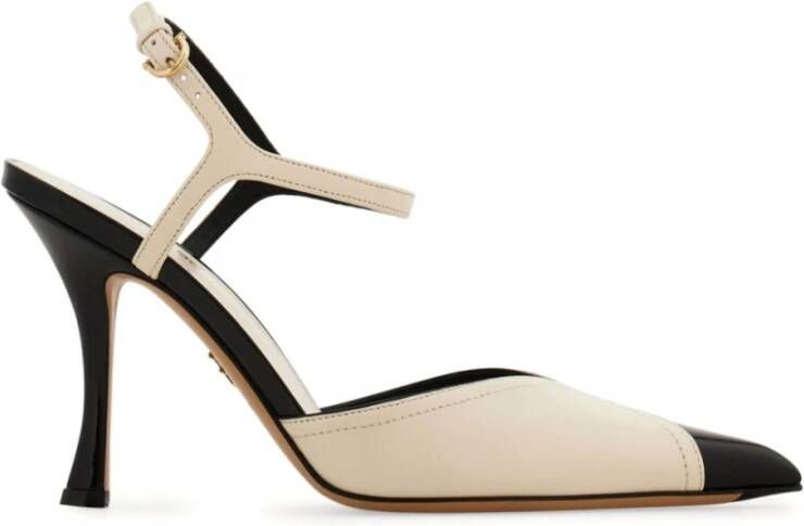 Salvatore Ferragamo Ivoor leren Slingback met Stiletto hiel Beige Dames