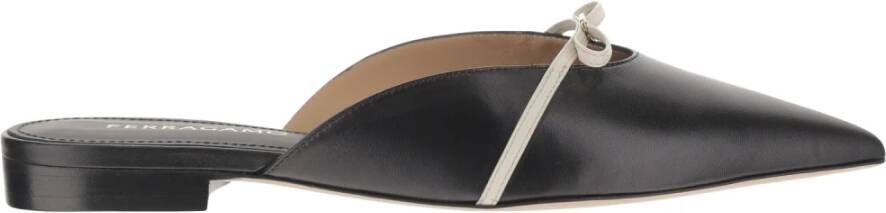 Salvatore Ferragamo Kidleren Boogmuilezels Zwart Wit Black Dames