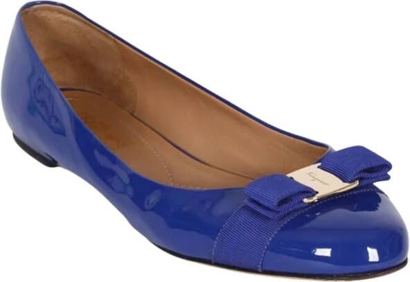 Salvatore Ferragamo Klassieke Leren Loafer Schoen Blue Dames