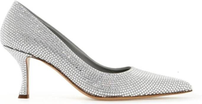 Salvatore Ferragamo Kristalversierde Suède Leren Pumps Gray Dames