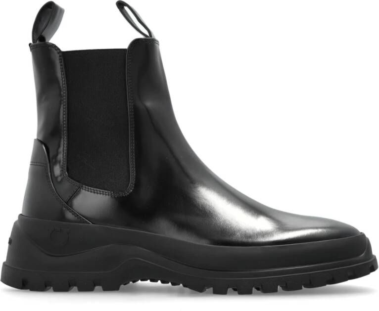 Salvatore Ferragamo Leren Chelsea-laarzen 'Bossons' Black Heren