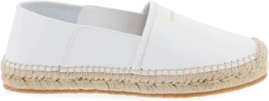 Salvatore Ferragamo Leren Espadrilles met Gouden Logo White Dames