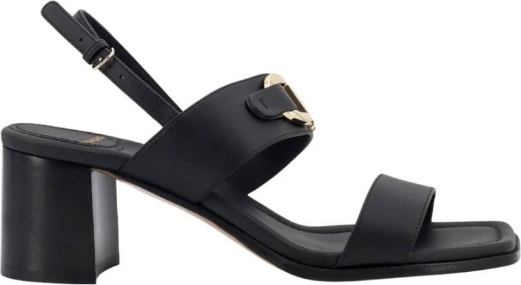 Salvatore Ferragamo Leren Gancini Sandalen Black Dames