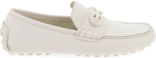 Salvatore Ferragamo Leren loafers met Gancini-detail White Heren