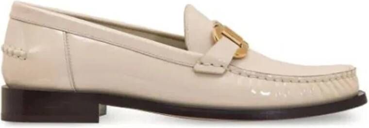 Salvatore Ferragamo Leren Loafers met Goudkleurige Hardware Beige Dames