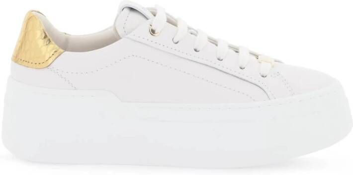 Salvatore Ferragamo Leren Platform Sneakers met Reptielpatroon White Dames