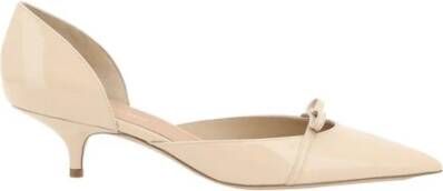 Salvatore Ferragamo Leren Pumps met Strikdetail en Kittenhak Beige Dames