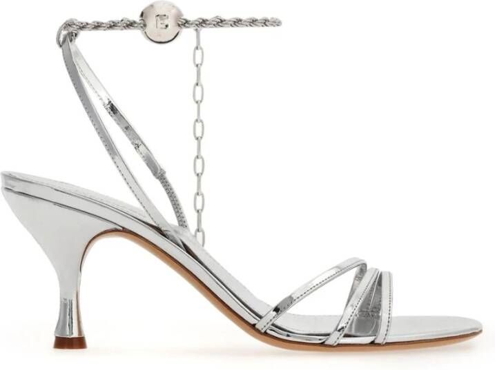 Salvatore Ferragamo Leren sandalen met ketting Gray Dames