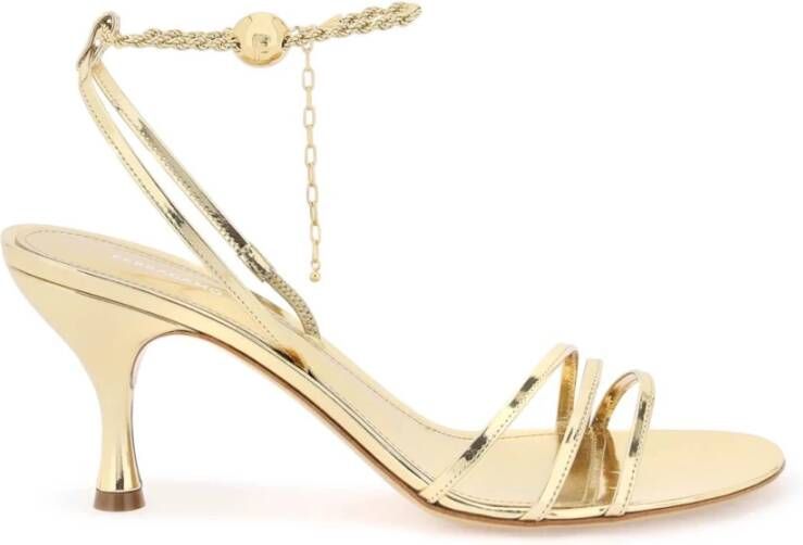 Salvatore Ferragamo Leren sandalen met ketting Yellow Dames