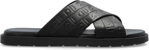 Salvatore Ferragamo Leren slides Brise Black Heren