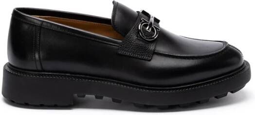 Salvatore Ferragamo Zwarte Gancini-Plaque Leren Loafers Black Heren