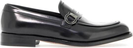 Salvatore Ferragamo Loafers van geborsteld leer met Gancini ornament Black Heren