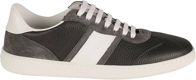 Salvatore Ferragamo Logo-Geëmbosseerde Leren Panel Sneakers Black Heren