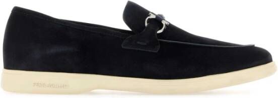 Salvatore Ferragamo Marineblauwe Suède Loafers Blue Heren