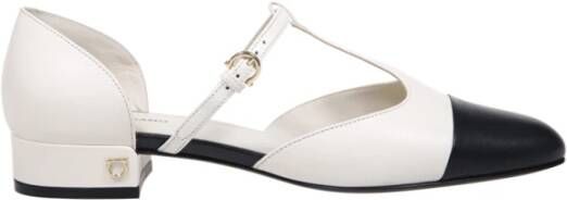 Salvatore Ferragamo Mascarpone Nero Ballerina's Schoenen White Dames