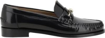 Salvatore Ferragamo Metalen Gesp Leren Loafers met Blokhak Black Dames