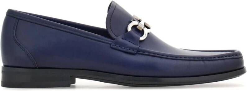 Salvatore Ferragamo Midnight Blue Leren Loafer Blue Heren