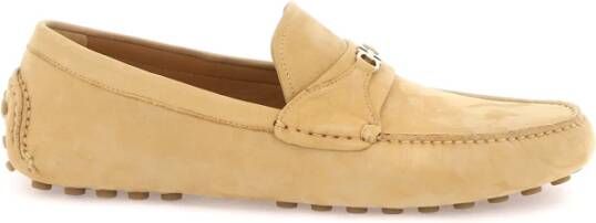 Salvatore Ferragamo Nubuck Loafers met Gancini-detail Beige Dames