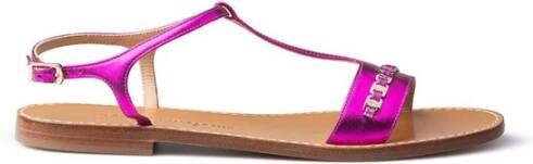 Salvatore Ferragamo Paarse Leren Zomer Sandalen voor Vrouwen Purple Dames