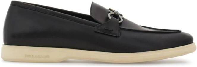 Salvatore Ferragamo Platte Kalfsleren Schoenen Amandel Teen Black Heren