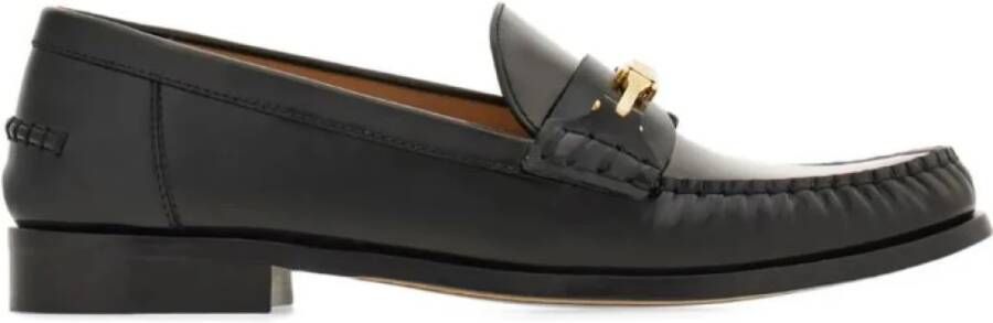 Salvatore Ferragamo Metalen Gesp Leren Loafers met Blokhak Black Dames