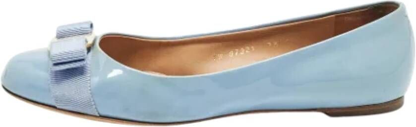 Salvatore Ferragamo Pre-owned Leather flats Blue Dames