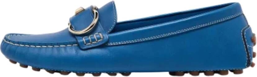 Salvatore Ferragamo Pre-owned Leather flats Blue Dames