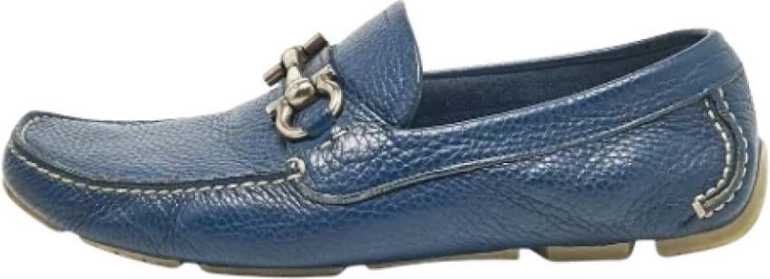 Salvatore Ferragamo Pre-owned Leather flats Blue Heren