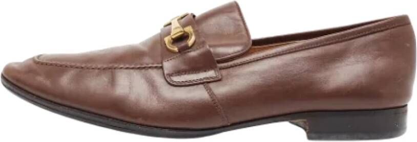 Salvatore Ferragamo Pre-owned Leather flats Brown Dames