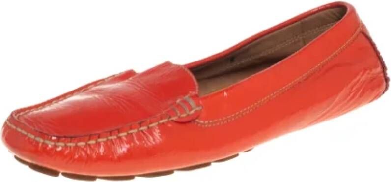 Salvatore Ferragamo Pre-owned Leather flats Orange Dames