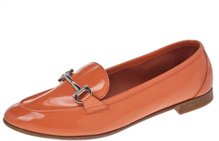 Salvatore Ferragamo Pre-owned Leather flats Orange Dames