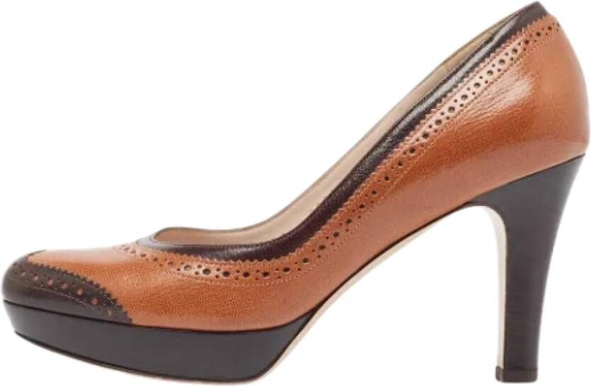 Salvatore Ferragamo Pre-owned Leather heels Brown Dames