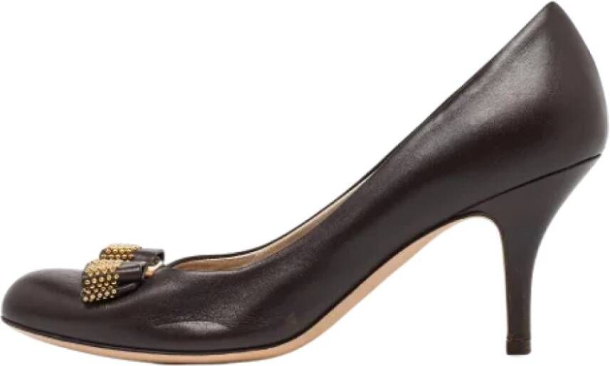 Salvatore Ferragamo Pre-owned Leather heels Brown Dames