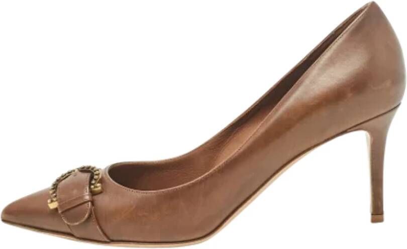 Salvatore Ferragamo Pre-owned Leather heels Brown Dames