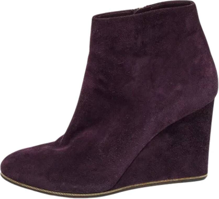 Salvatore Ferragamo Pre-owned Suede boots Purple Dames