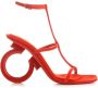 Salvatore Ferragamo Elina Leren Sandalen Hoge Hak Dames Schoenen Rood Dames - Thumbnail 1