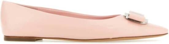 Salvatore Ferragamo Roze Leren Ballerina's Pink Dames