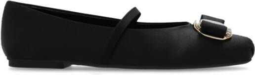 Salvatore Ferragamo Satin Ballerina Zina Black Dames