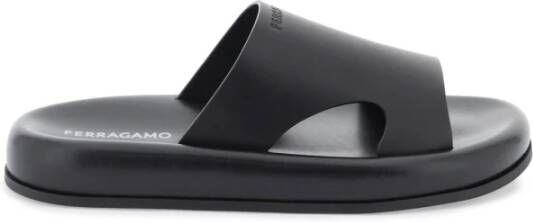 Salvatore Ferragamo Slippers met uitsnijdingen en reliëflogo Black Heren