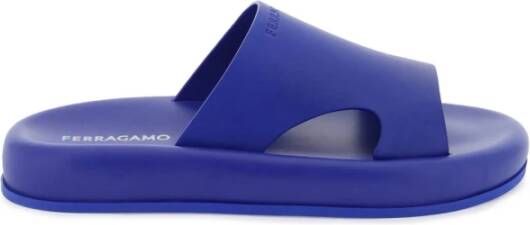 Salvatore Ferragamo Slippers met uitsnijdingen en reliëflogo Blue Heren