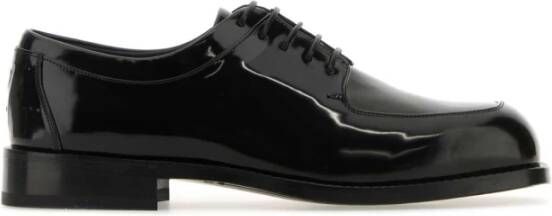 Salvatore Ferragamo Stijlvolle zwarte leren veterschoenen Black Heren