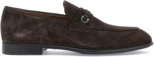 Salvatore Ferragamo Suède loafers met Gancini-detail Brown Heren